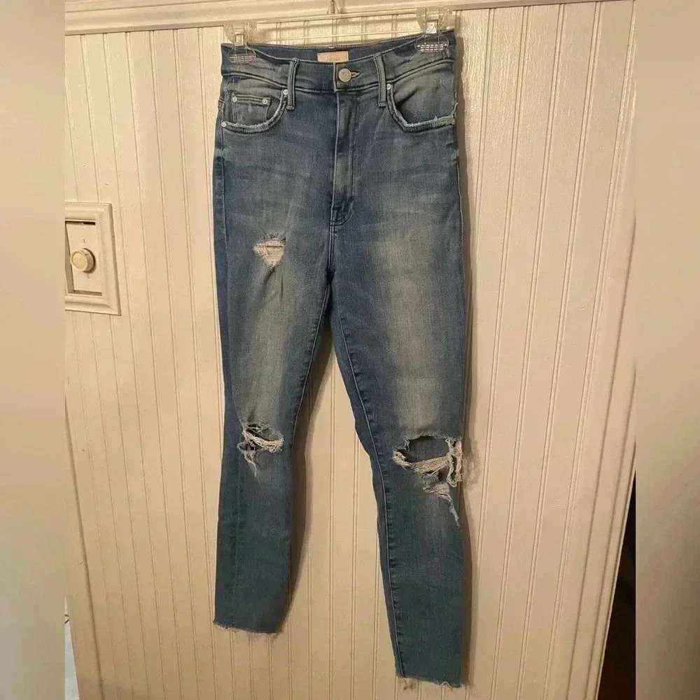 Mother The Swooner Ankle Fray High Rise Skinny Jeans Size 25